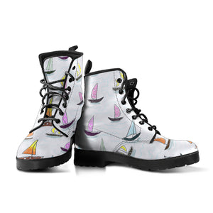 Cute Sailboat Pattern Leather Boots