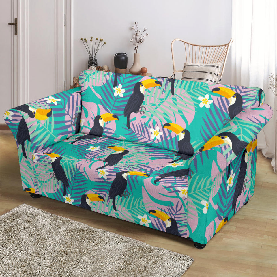 Toucan Pattern Background Loveseat Couch Slipcover