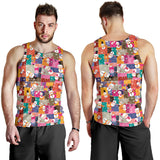 Snowman Colorful Theme Pattern Men Tank Top