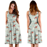 Dachshund Skating Pattern Sleeveless Midi Dress