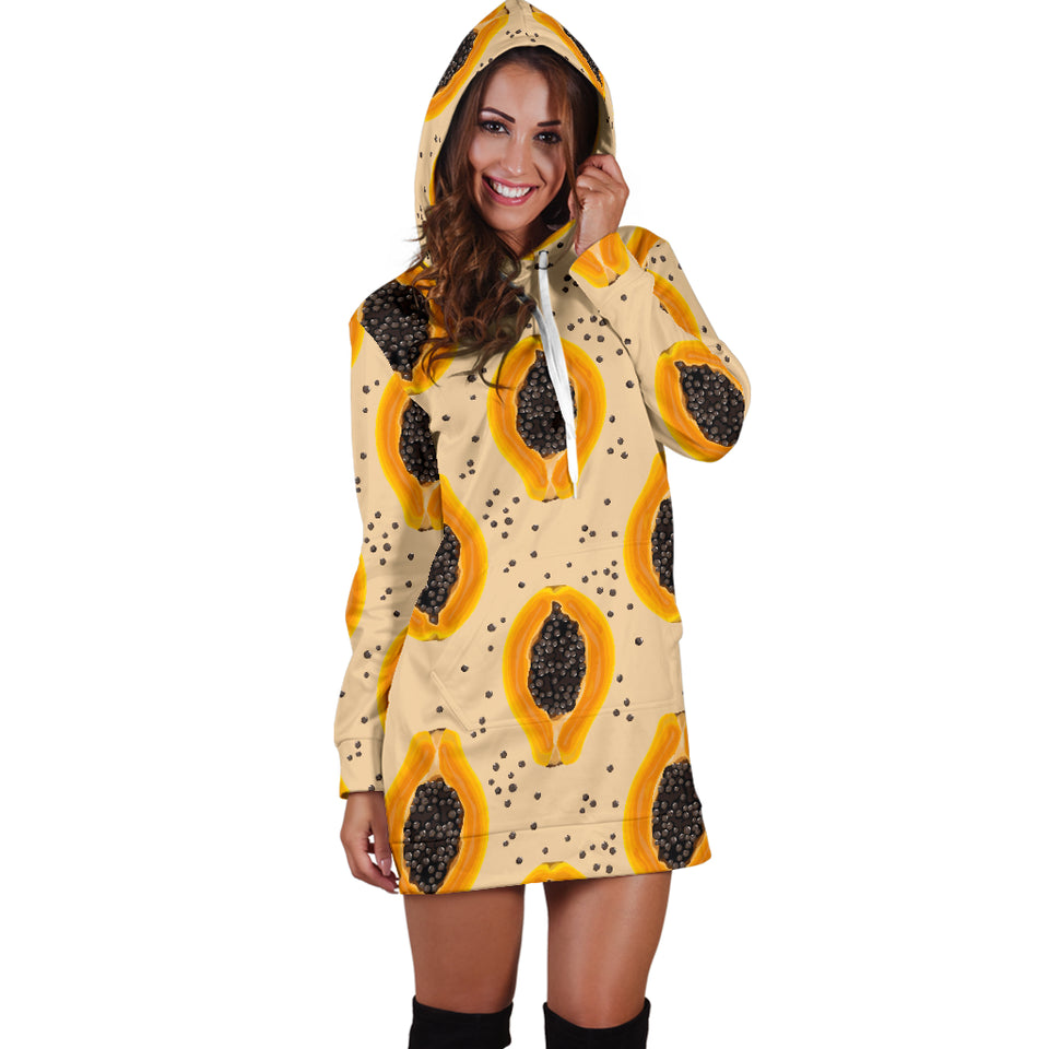 Papaya Pattern Women Hoodie Dress