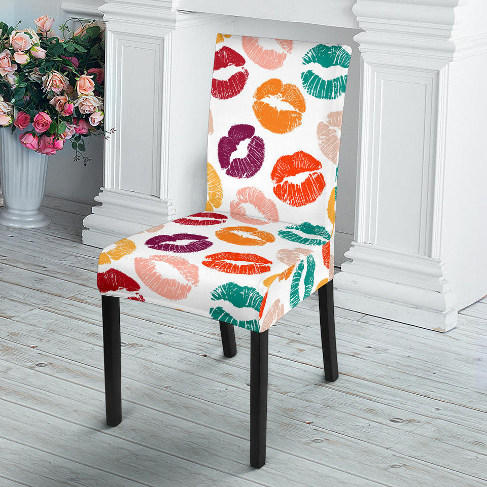 Lips Pattern Print Design 03 Dining Chair Slipcover