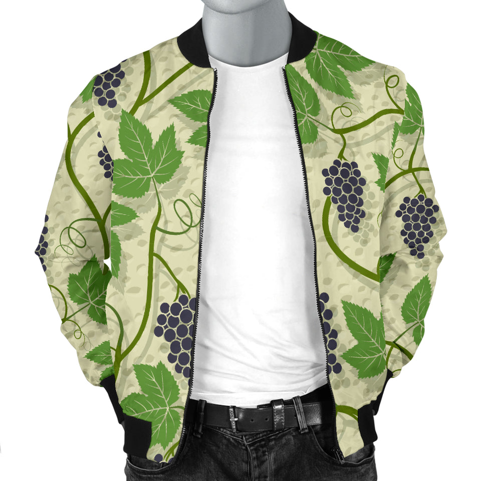 Grape Leaves Pattern Men Bomber Jacket