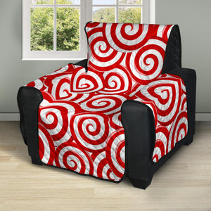 Red and White Candy Spiral Lollipops Pattern Recliner Cover Protector