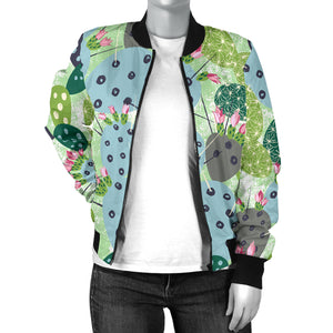 Cactus Pattern Background Women Bomber Jacket