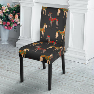 Greyhound Pattern Print Design 01 Dining Chair Slipcover