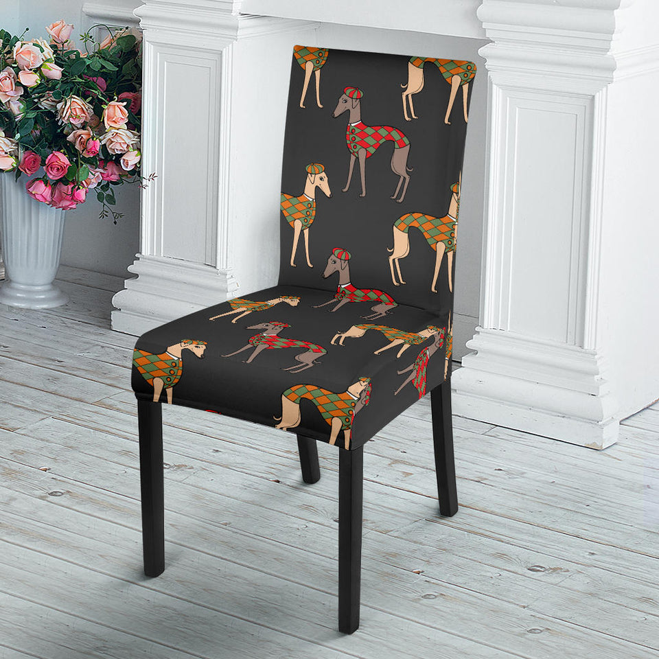 Greyhound Pattern Print Design 01 Dining Chair Slipcover