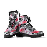 Zebra Red Hibiscus Pattern Leather Boots