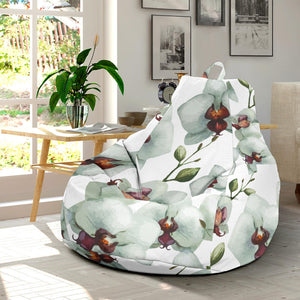 White Orchid Pattern Bean Bag Cover