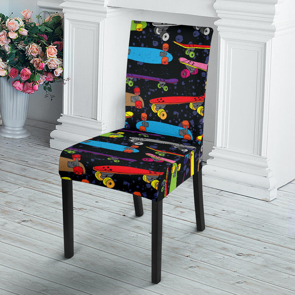 Skate Board Pattern Print Design 03 Dining Chair Slipcover
