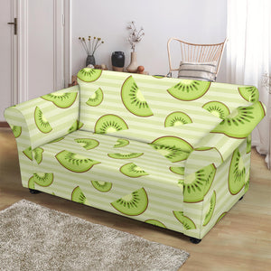 Kiwi Pattern Striped Background Loveseat Couch Slipcover