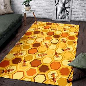 Bee and Honeycomb Pattern Area Rug