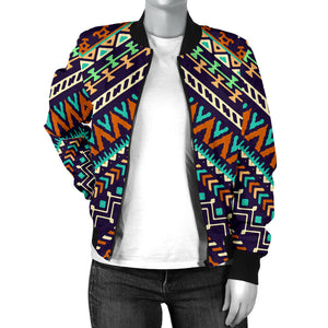 Zigzag African Afro Dashiki Adinkra Kente Women Bomber Jacket