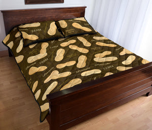 Peanut Pattern Green Background Quilt Bed Set