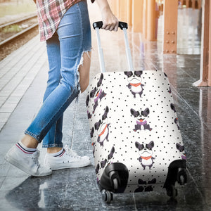 Cute Boston Terrier Pokka Dot Pattern Luggage Covers