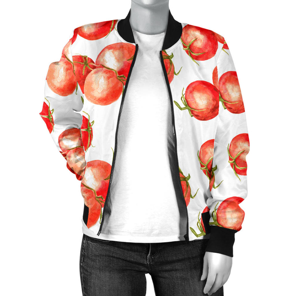 Tomato Water Color Pattern Women Bomber Jacket