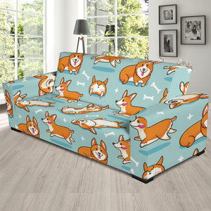 Cute Corgi Pattern Sofa Slipcover