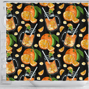 Orange Ice Orance Juice Pattern Shower Curtain Fulfilled In US