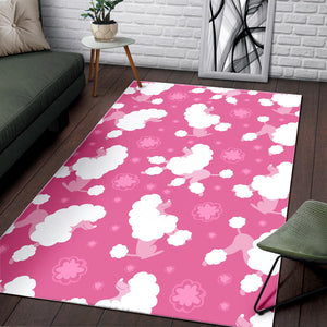 Poodle Pink Theme Pattern Area Rug