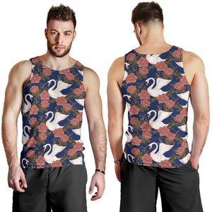 Swan Rose Pattern Men Tank Top