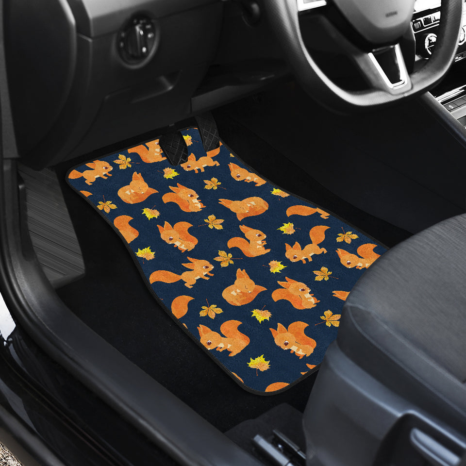 Squirrel Pattern Print Design 05 Front and Back Car Mats