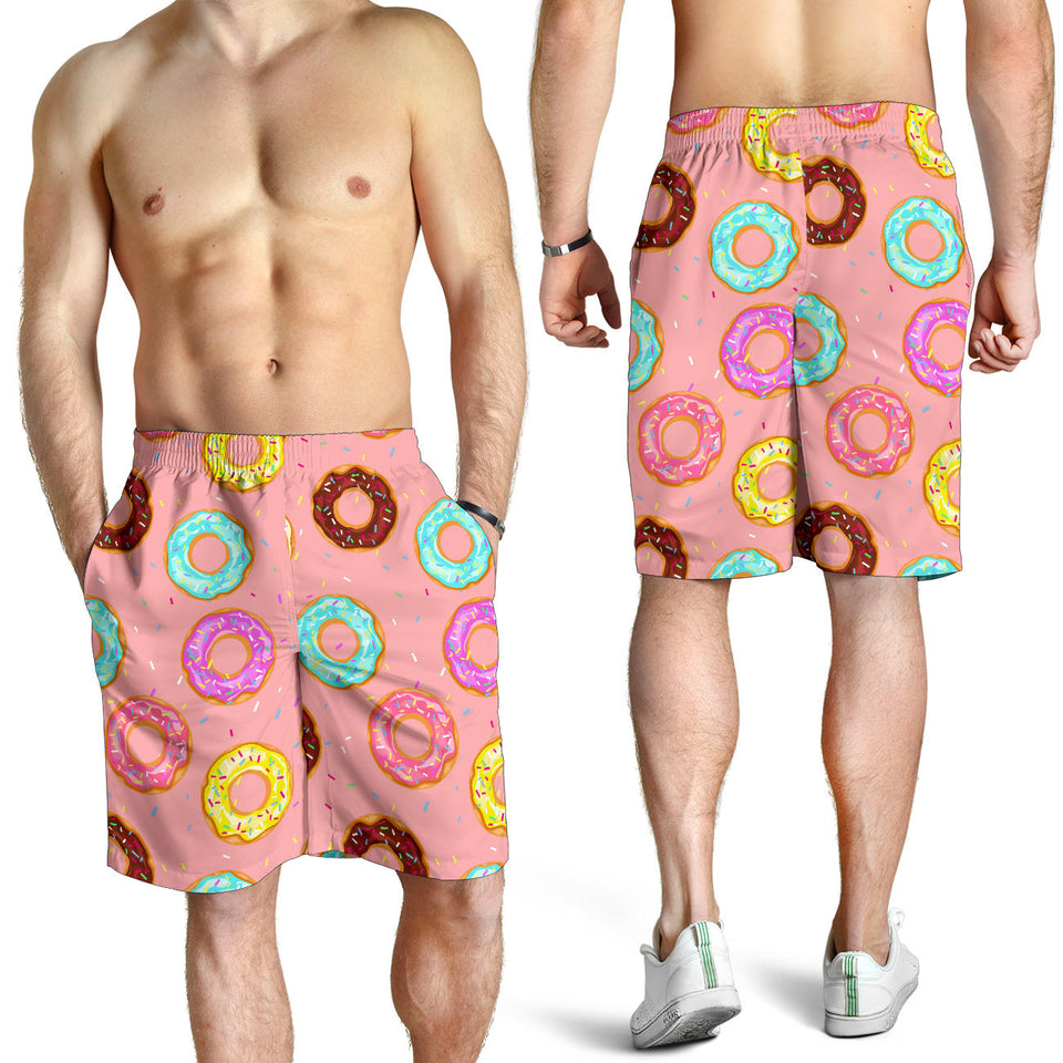Donut Pattern Pink Background Men Shorts