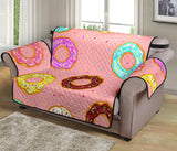 Donut Pattern Pink Background Loveseat Couch Cover Protector