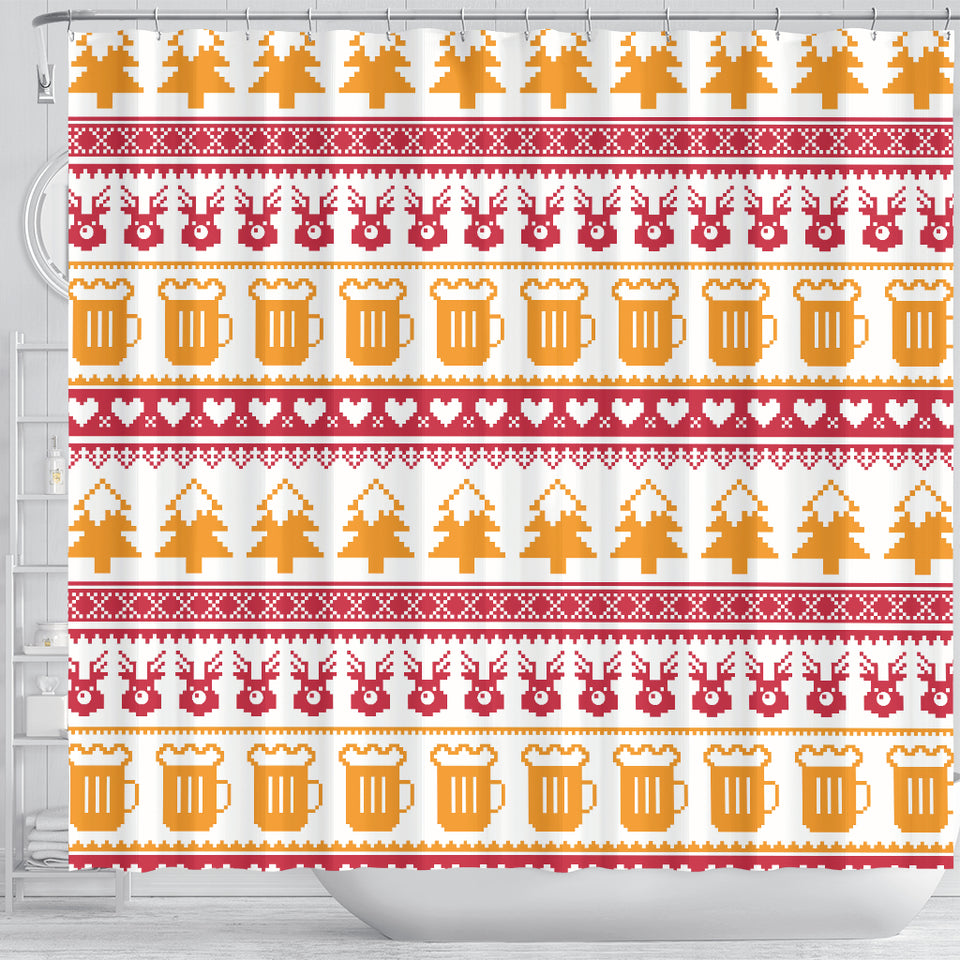 Beer Sweater Printed Pattern Shower Curtain Fulfilled In US