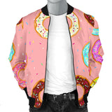 Donut Pattern Pink Background Men Bomber Jacket
