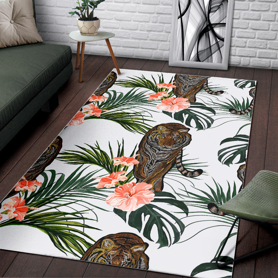 Bengal Tiger Hibicus Pattern Area Rug