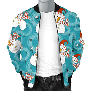 Snowman Chirstmas Pattern Men Bomber Jacket