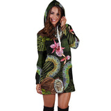 Snake Leaves Coconut Pattern Women Hoodie Dress