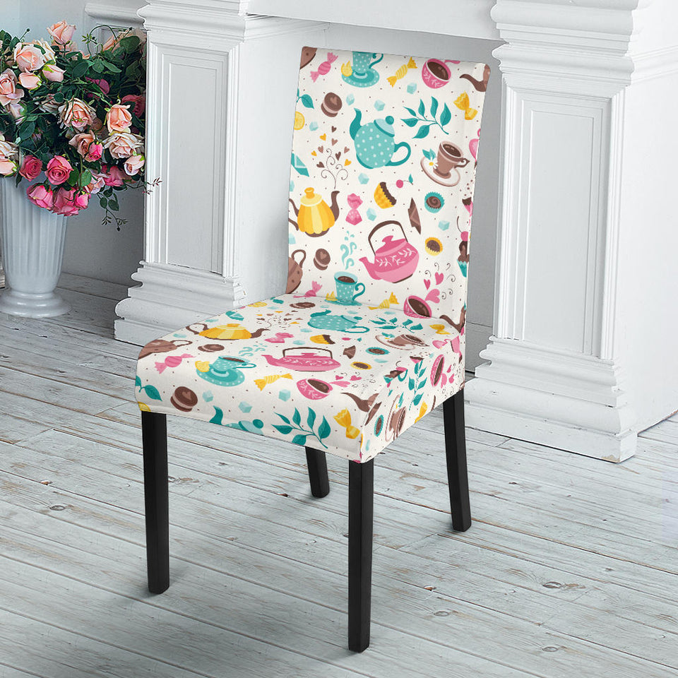 Tea pots Pattern Print Design 05 Dining Chair Slipcover