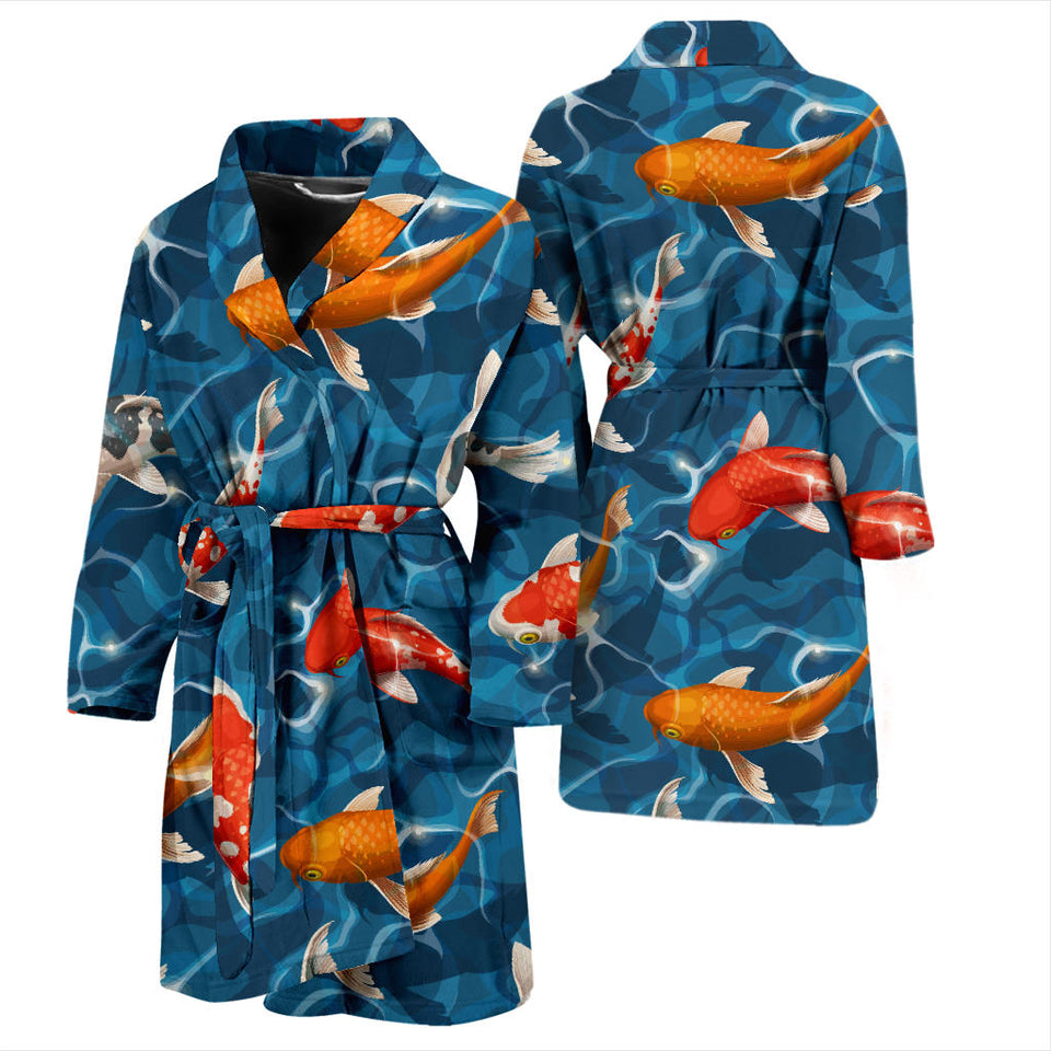 Koi Fish Carp Fish in Water Pattern Men Bathrobe