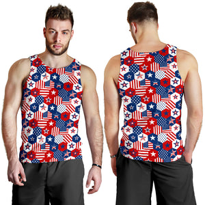 USA Star Hexagon Pattern Men Tank Top