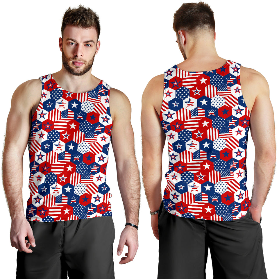 USA Star Hexagon Pattern Men Tank Top