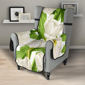 White Tulip Pattern Chair Cover Protector