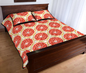 Sliced Grapefruit Pattern Quilt Bed Set