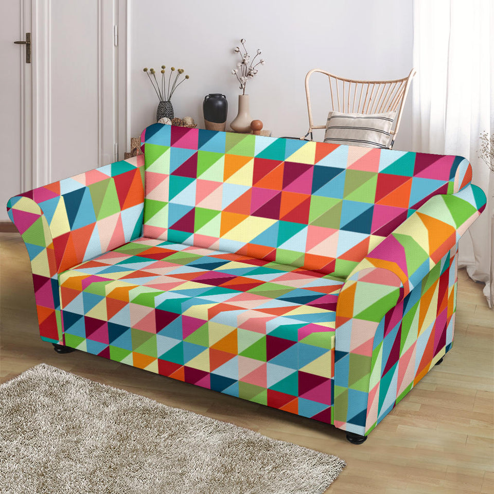 Rainbow Geometric Pattern Loveseat Couch Slipcover