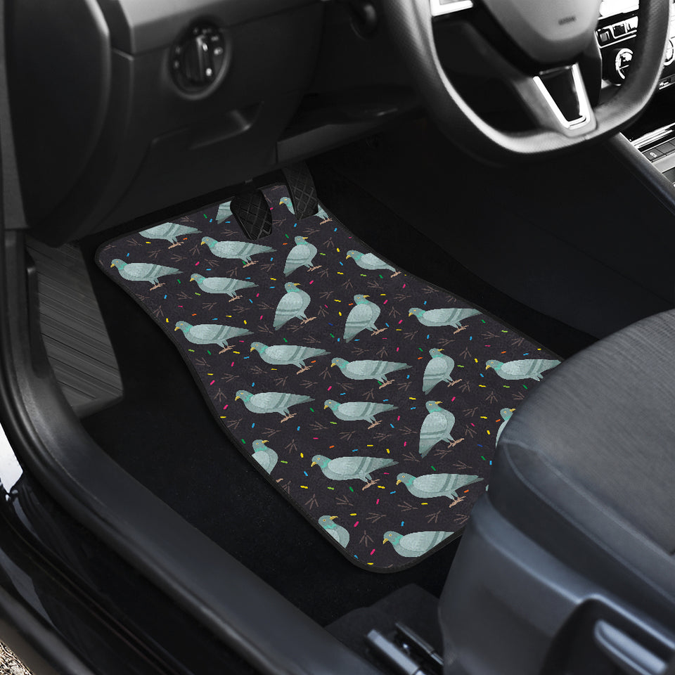 Pigeon Pattern Print Design 01 Front and Back Car Mats