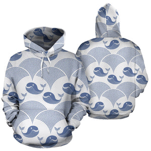 Whale Pattern Men Women Pullover Hoodie