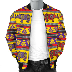 Rhino African Afro Dashiki Adinkra Kente Ethnic Motifs Men Bomber Jacket