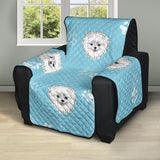 Pomeranian Pattern Blue Background Recliner Cover Protector