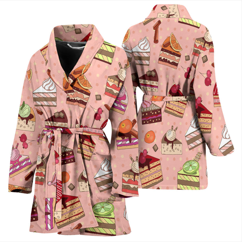 Cake Pattern Pokka dot Background Women Bathrobe