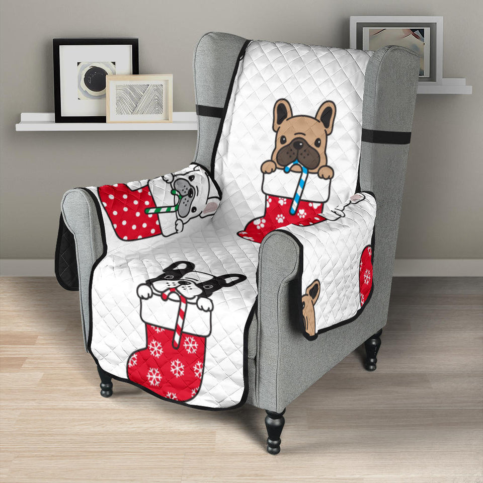 French Bulldog in Sock Pattern Chair Cover Protector