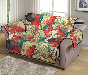 Bowling Pattern Background Loveseat Couch Cover Protector