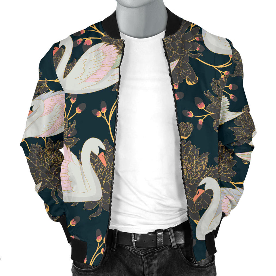 Swan Pattern Men Bomber Jacket