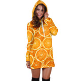 Sliced Orange Pattern Women Hoodie Dress