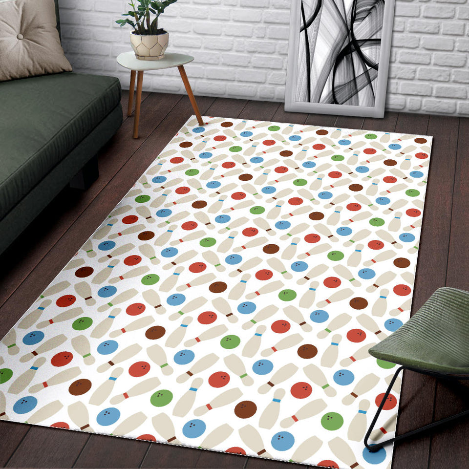 Bowling Ball and Pin Pattern Area Rug