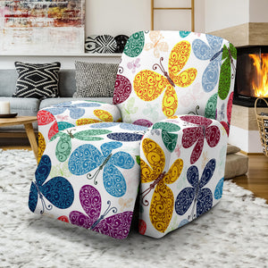 Colorful Butterfly Pattern Recliner Chair Slipcover